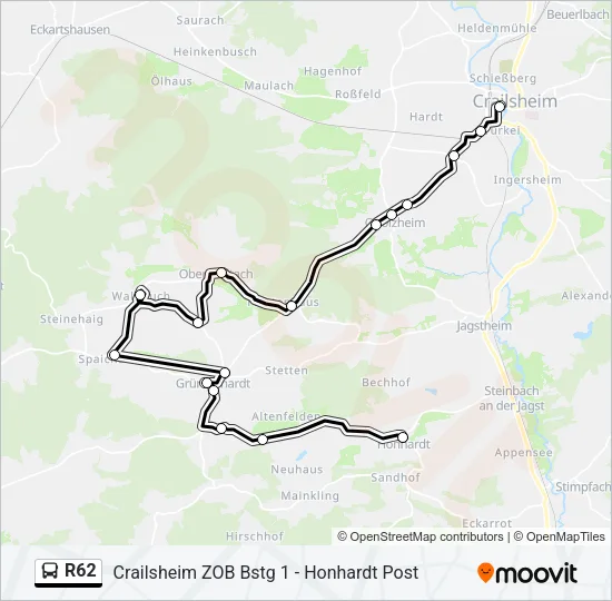 R62 Bus Line Map
