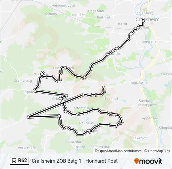 R62 Bus Line Map