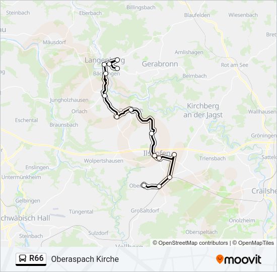 Автобус R66: карта маршрута