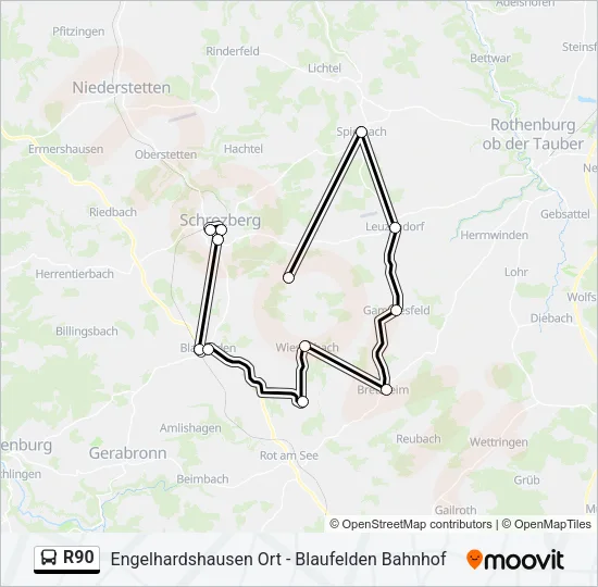 R90 Bus Line Map