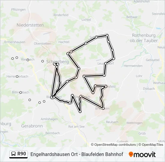 R90 Bus Line Map