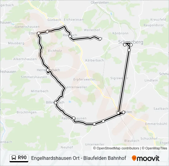 R90 Bus Line Map