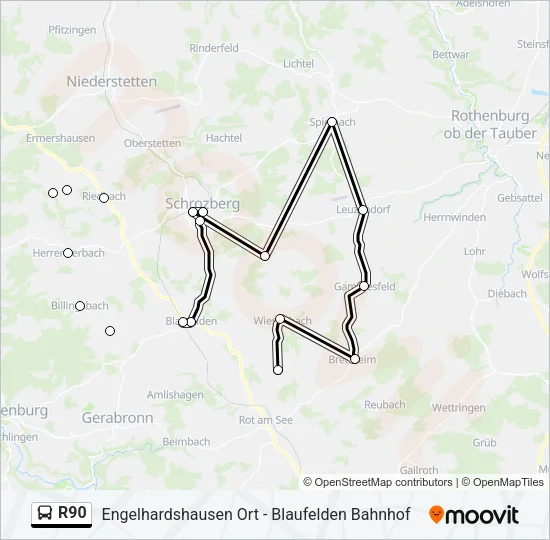 R90 Bus Line Map