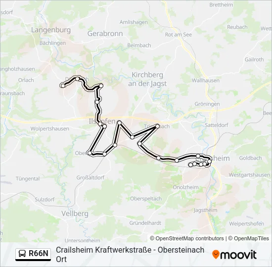R66N Bus Line Map