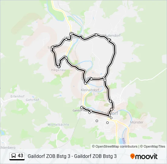 43 Bus Line Map