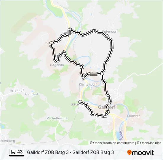 43 Bus Line Map