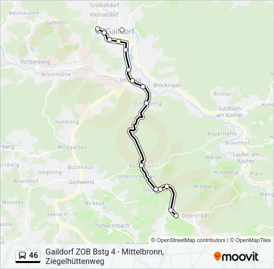 46 Bus Line Map