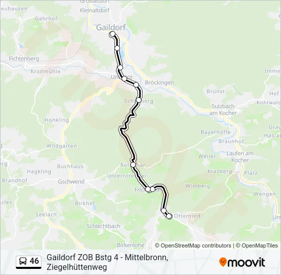 46 Bus Line Map