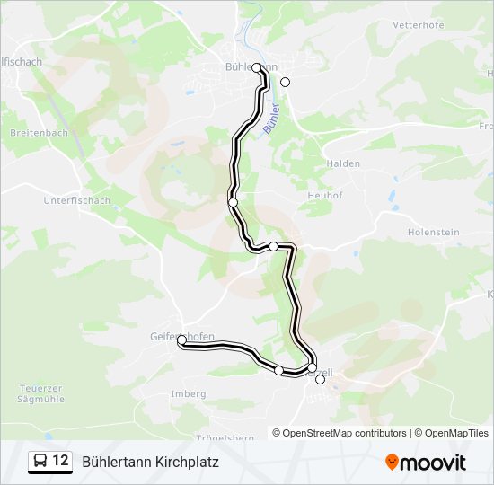 Автобус 12: карта маршрута