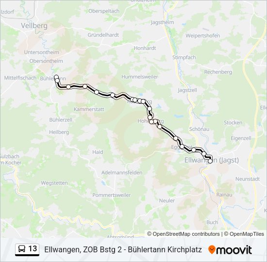 13 Bus Line Map