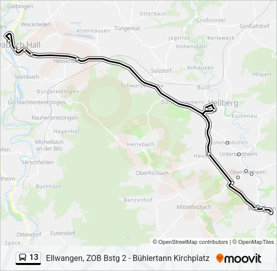 13 Bus Line Map