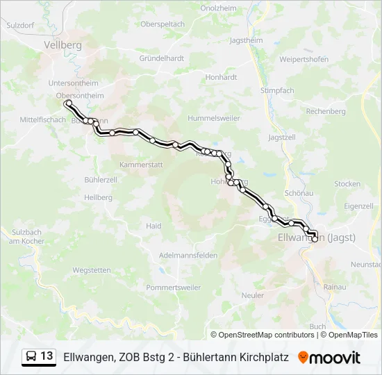 13 Bus Line Map