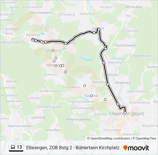 13 Bus Line Map