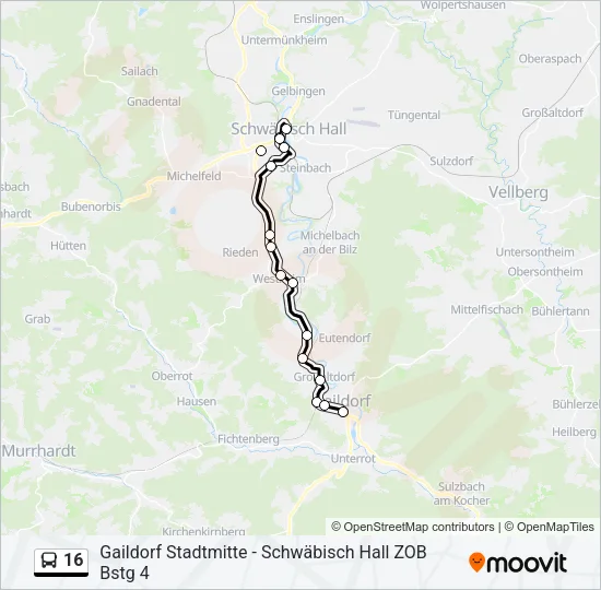 16 Bus Line Map