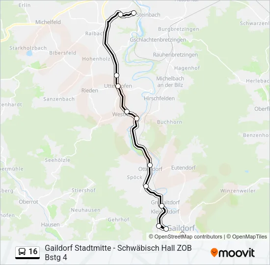 16 Bus Line Map