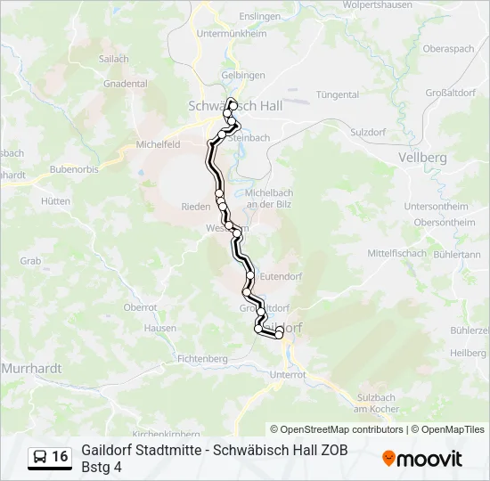 16 Bus Line Map