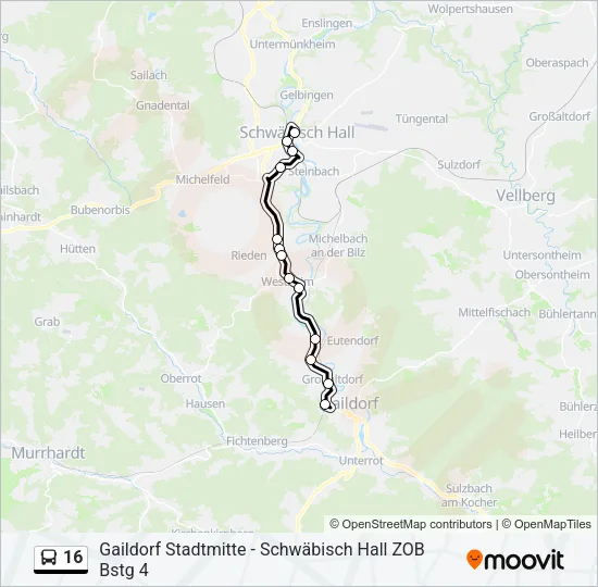16 Bus Line Map