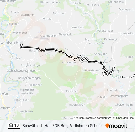 18 Bus Line Map