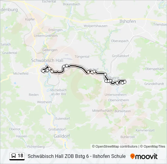 18 Bus Line Map