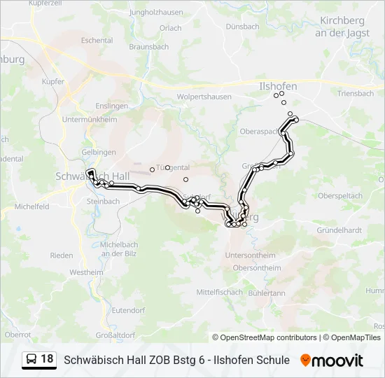 18 Bus Line Map