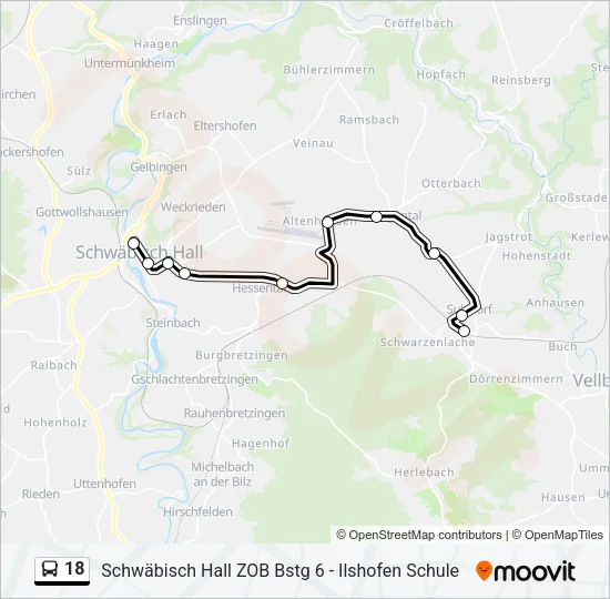 18 Bus Line Map