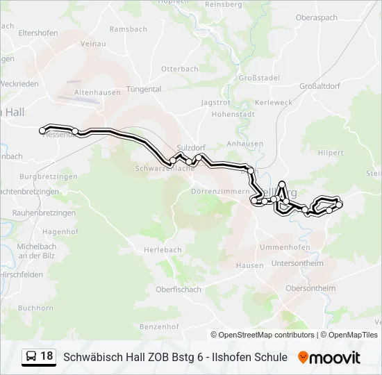 18 Bus Line Map