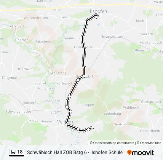 18 Bus Line Map