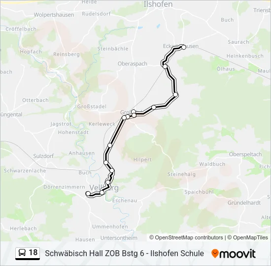18 Bus Line Map