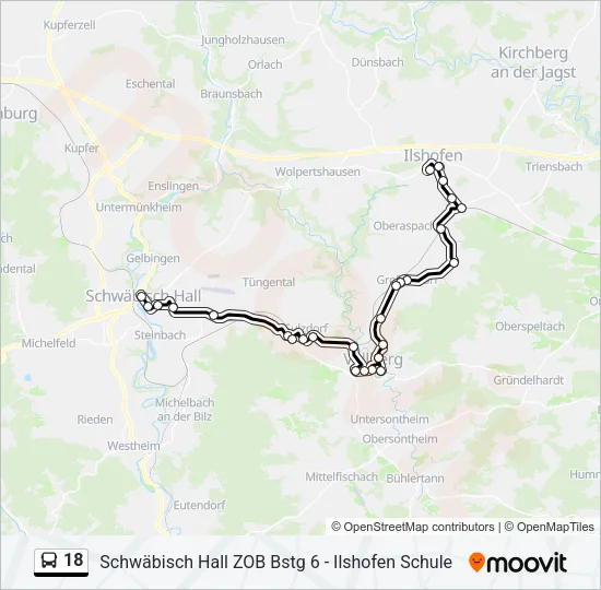 18 Bus Line Map