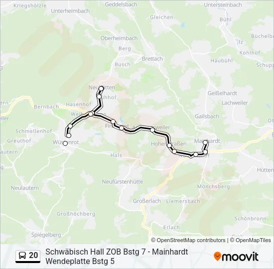 20 Bus Line Map