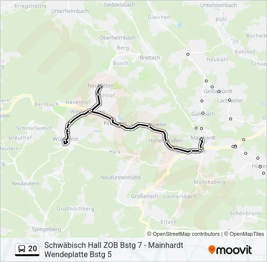 20 Bus Line Map