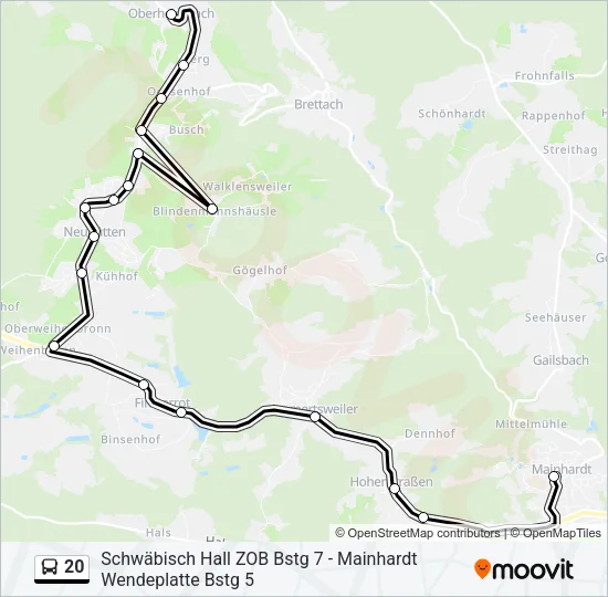 20 Bus Line Map
