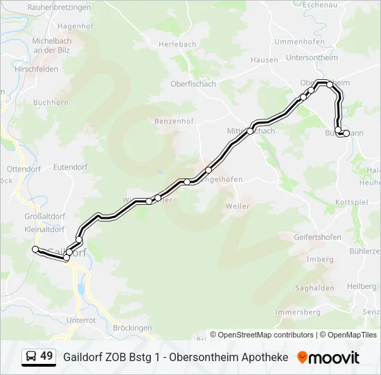 49 Bus Line Map