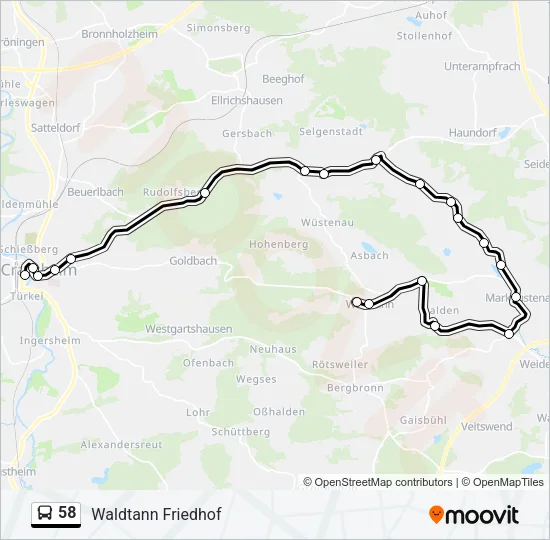 58 Bus Line Map
