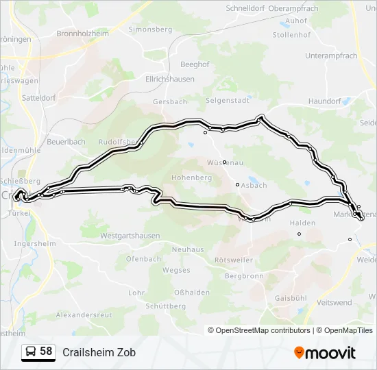 58 Bus Line Map