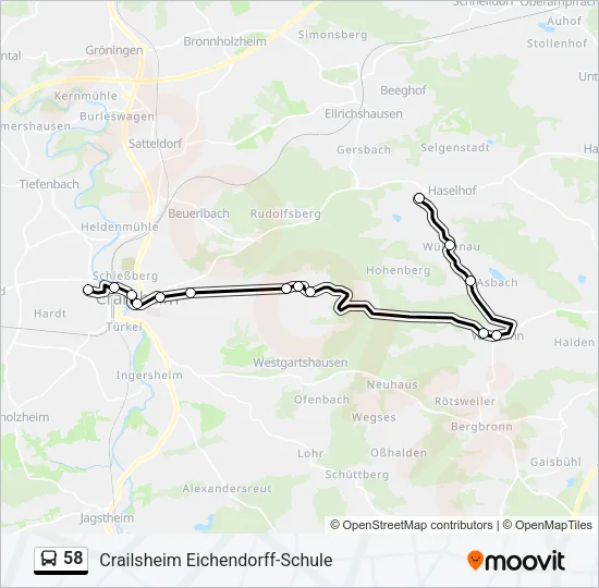 58 Bus Line Map