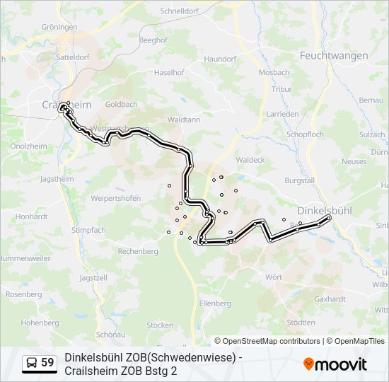 Автобус 59: карта маршрута