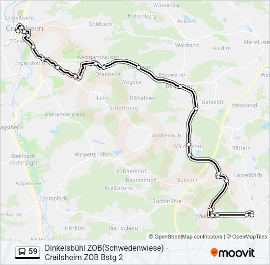 Автобус 59: карта маршрута