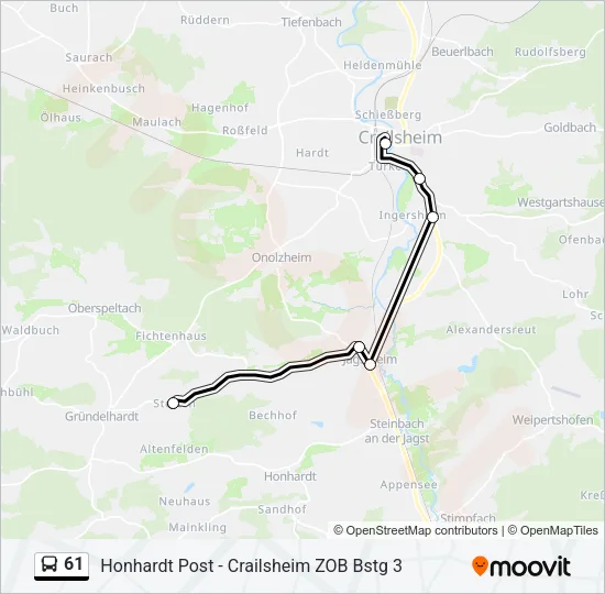 61 Bus Line Map