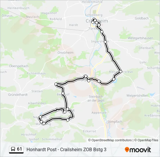 61 Bus Line Map