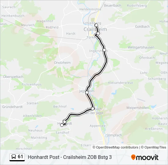 61 Bus Line Map