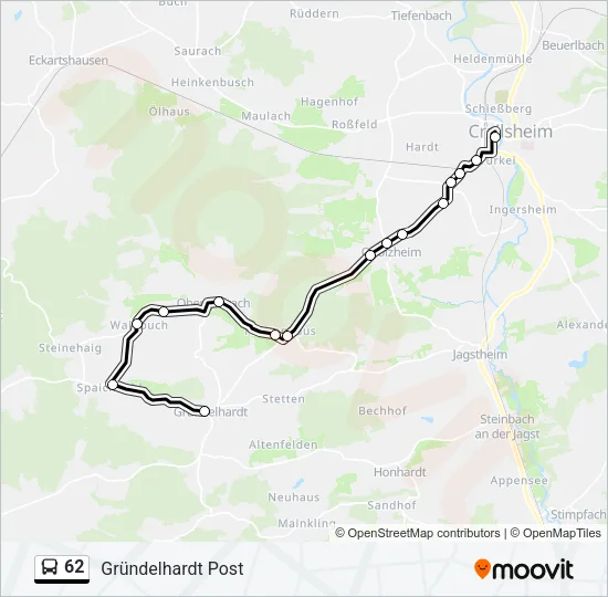 62 Bus Line Map