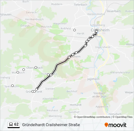 62 Bus Line Map