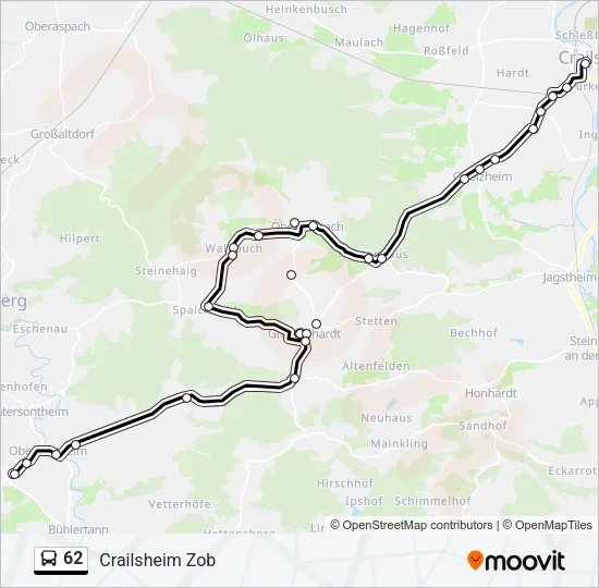 62 Bus Line Map