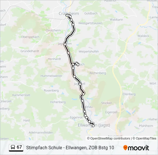 67 Bus Line Map