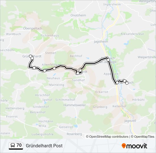 70 Bus Line Map