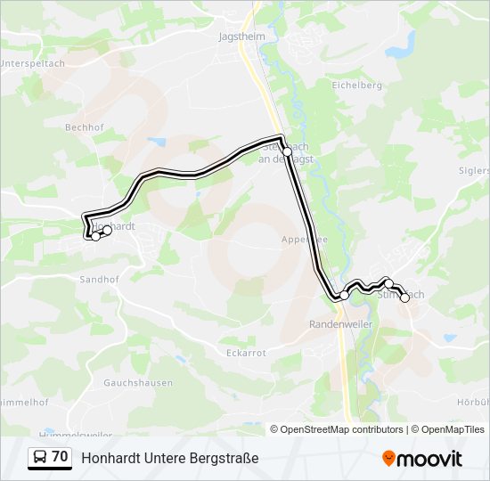 70 Bus Line Map