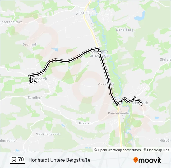 70 Bus Line Map