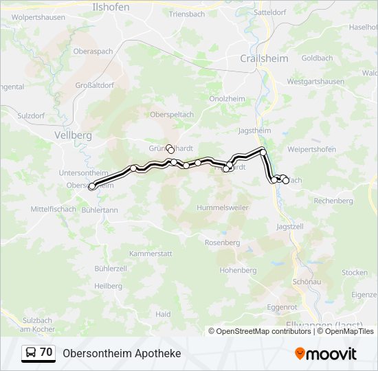 70 Bus Line Map