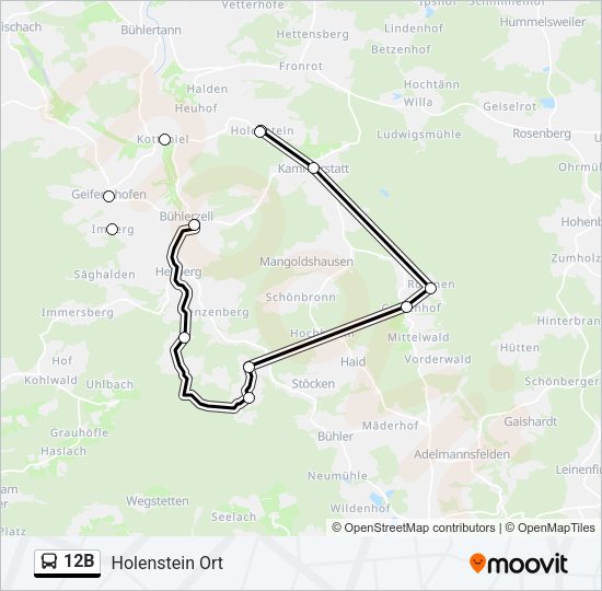 12B Bus Line Map